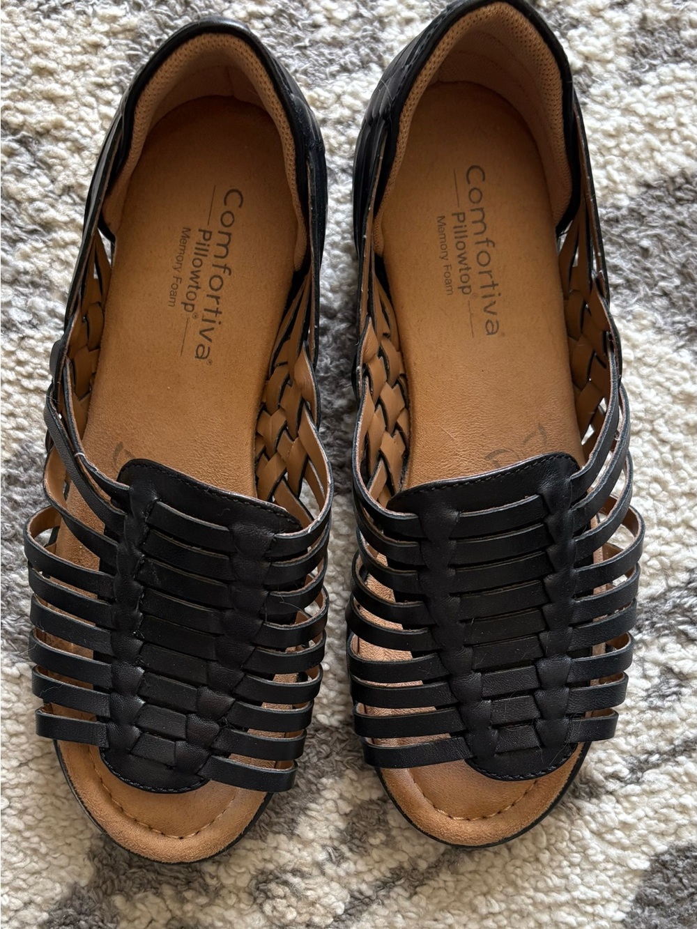 Comfortiva Black Woven Strappy Women’s Sandals 7